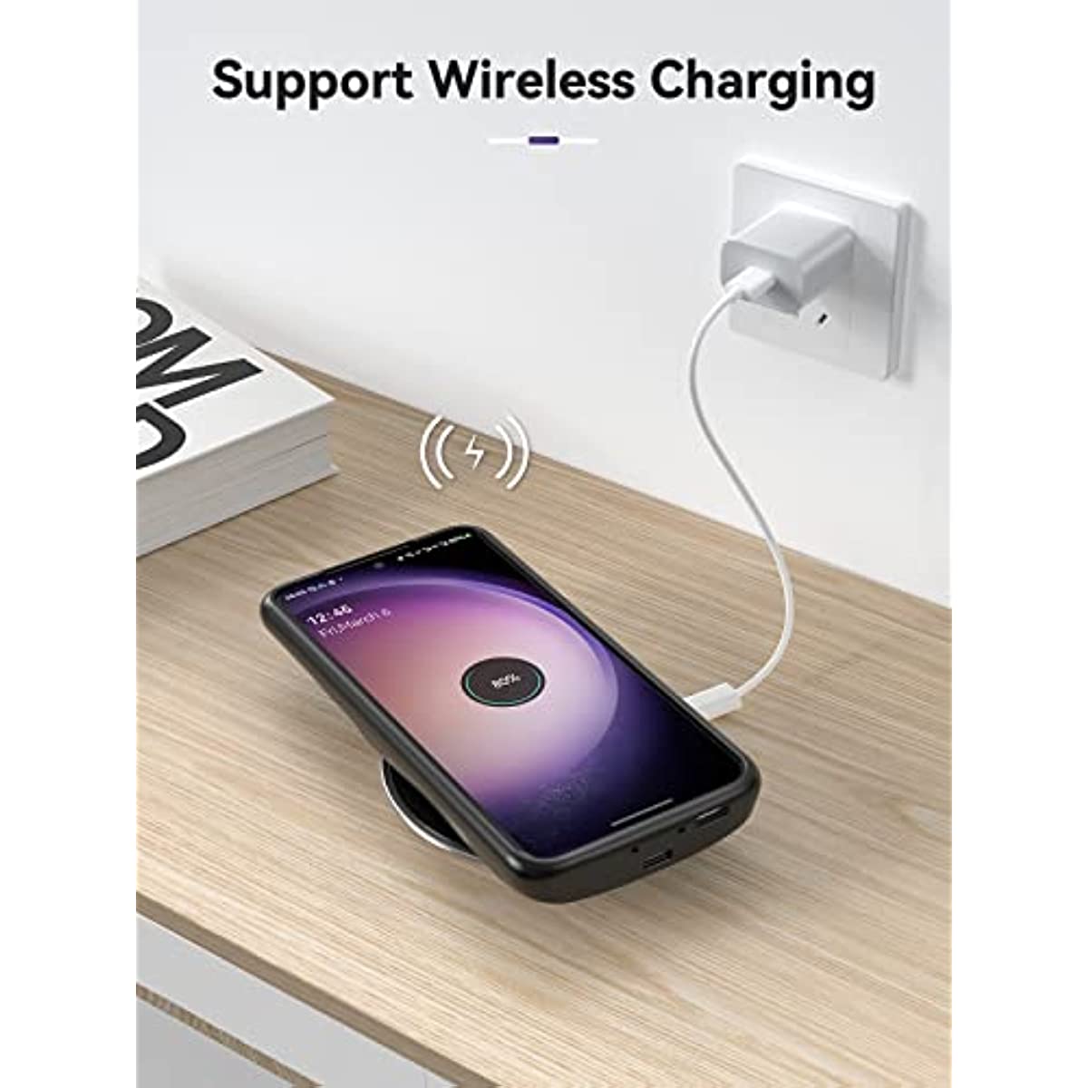 Qi Wireless Charging Sync Data Supported Battery Case 10000mAh for Samsung Galaxy S23 Plus 5G (6.6") (2023 Release)