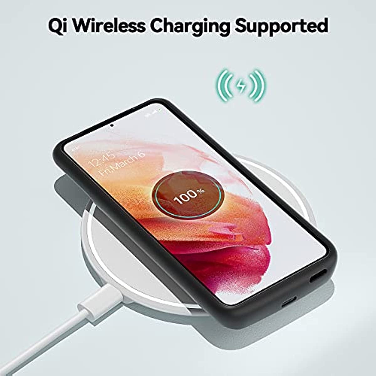 Qi Wireless Charging Portable Extended Power Battery Case for Samsung Galaxy S21 FE 5G 8000mAh (6.4")