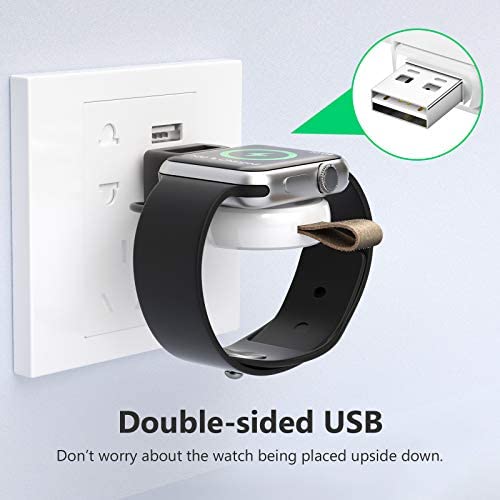 NEWDERY for Apple Watch Wireless Charger 2 Pack, iWatch Portable USB Car Magnetic Charger, Travel Cordless Charger with Light Weight Quick Charging for Apple Watch Series SE/6/5/4/3/2/1 (White)