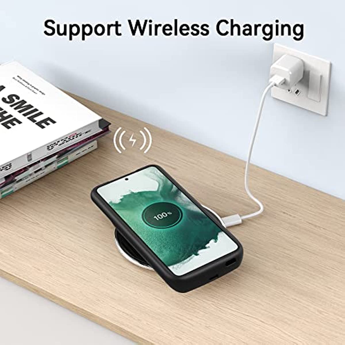 Qi Wireless Charging & Fast Charging & Transfer Data Supported Battery Case for Samsung S22 5G 4700mAh (6.1 inch) (2022 Release)
